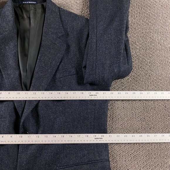 Lands' End Lambs Wool Herringbone Tweed Blazer Sport Coat Men's 40R Blue Gray - Picture 9 of 15